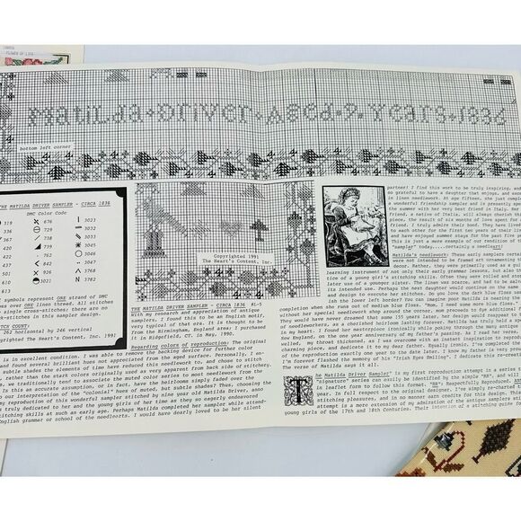 The Heart's Content Counted Cross Stitch MATILDA DRIVER SAMPLER & Flower of Life - Picture 8 of 9